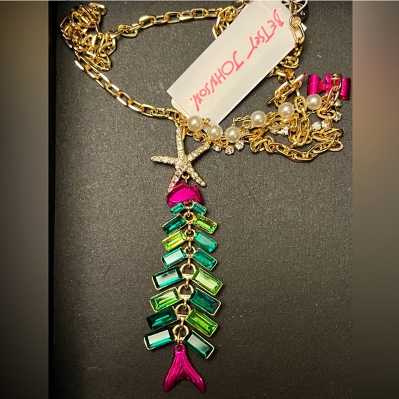 New Betsey Johnson HOLIDAY REEF FISH TREE LONG PENDANT GREEN - Picture 4 of 6